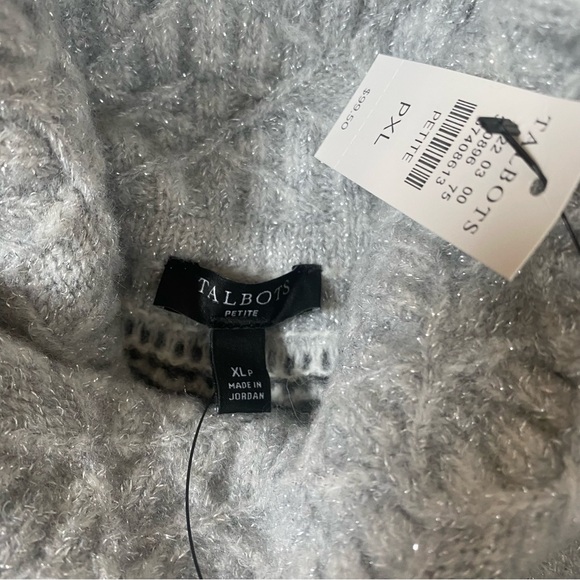 Talbots Metallic Turtleneck Sweater Whimsical Fair Aisle Womens PXL NWT  Gray - Picture 11 of 12